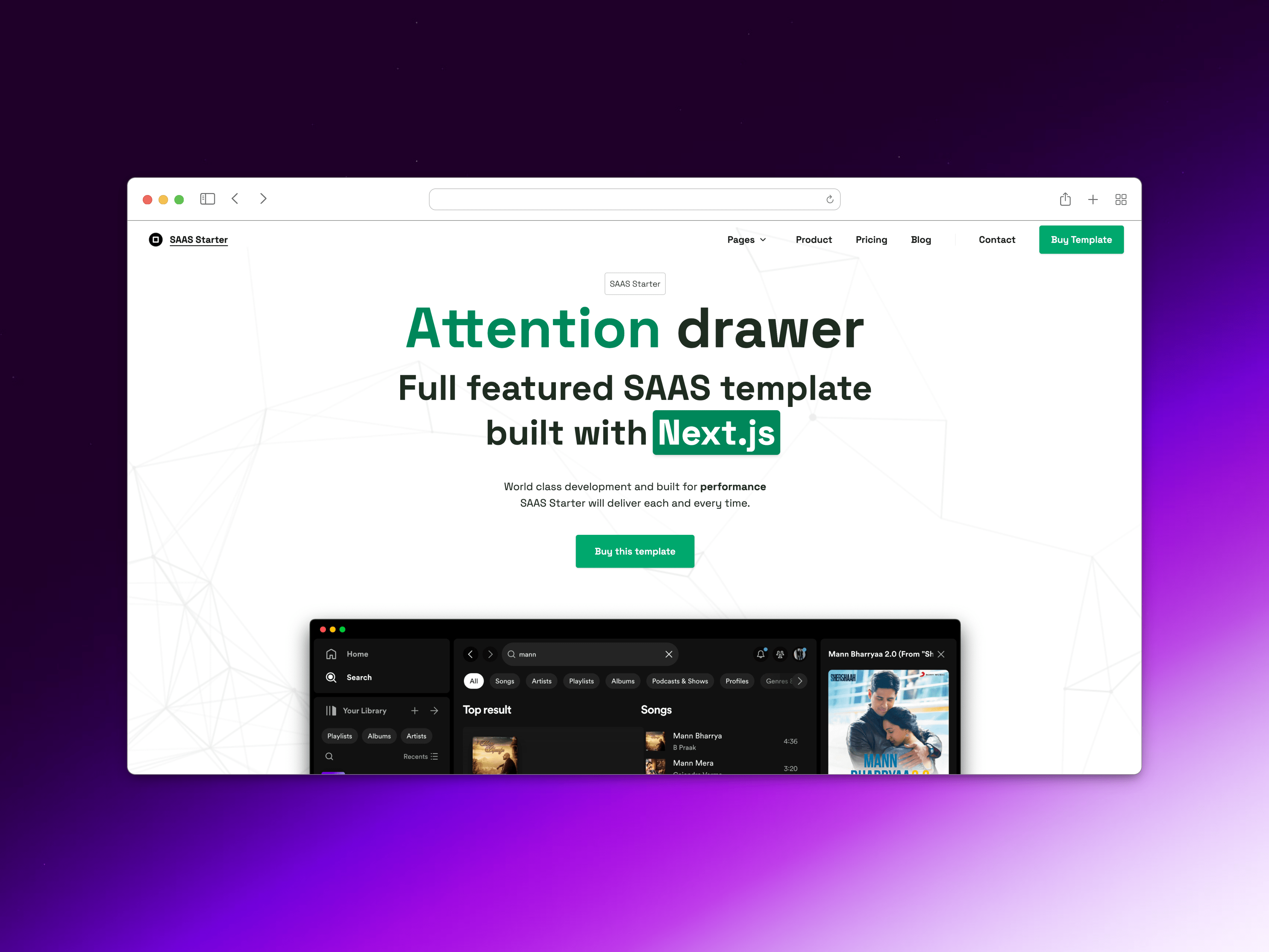 SAAS Starter Pro - Nextjs Template landing page